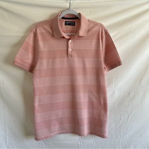 Calvin Klein Liquid Touch Polo Short Sleeve Pink Striped Shirt Size Large